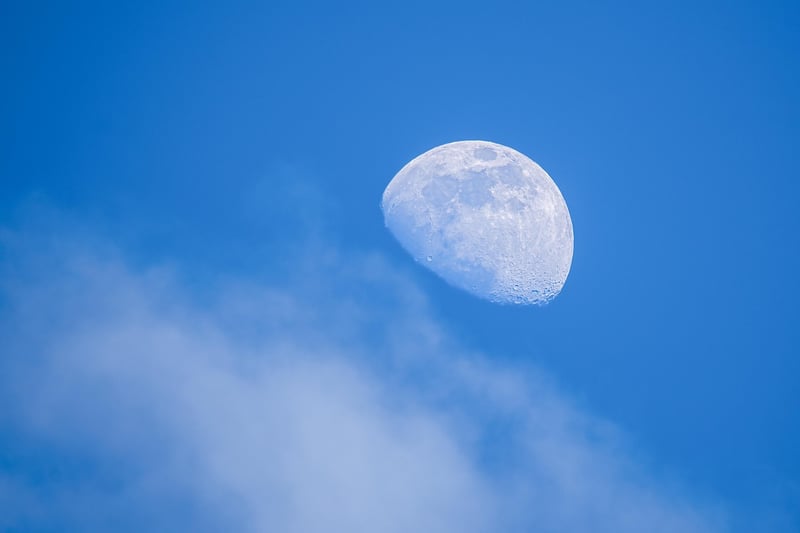 Crescent moon in the night sky